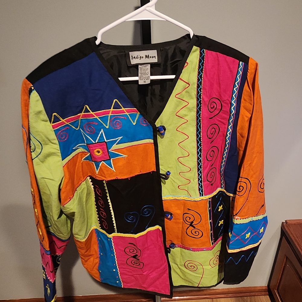 Indigo Multi-Color Patchwork Blazer By Indigo Moon - image 1